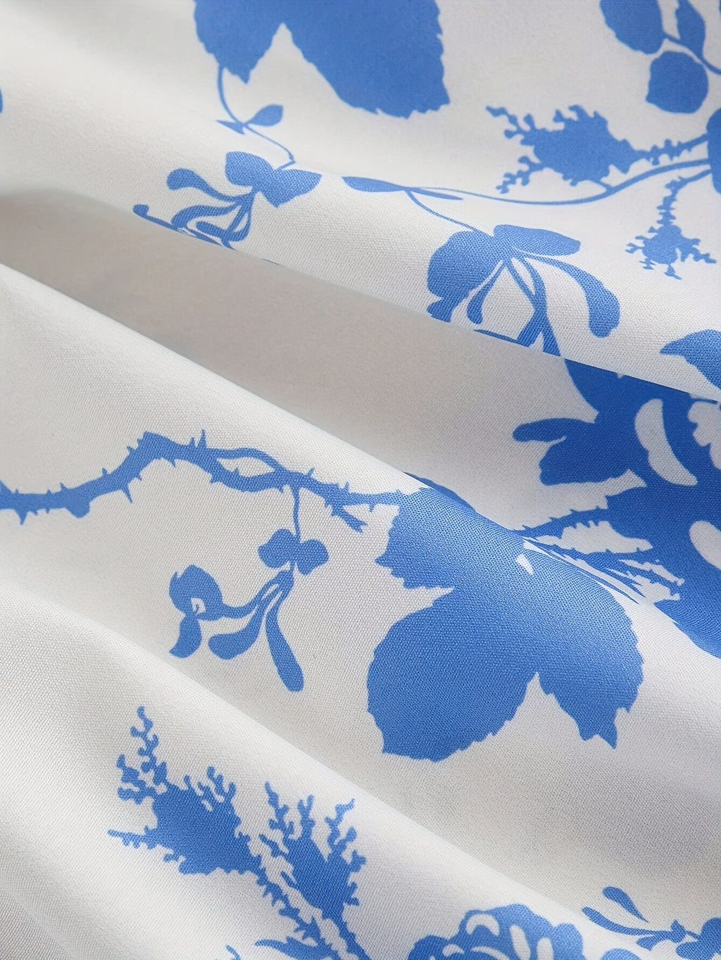 Elegant Floral Print Square Neck Dress for Women - Sleeveless A-Line Midi with Lace-Up Detail, Spring\u002FSummer\u002FFall Fashion, White with Blue Floral Patterns, Floral Dress