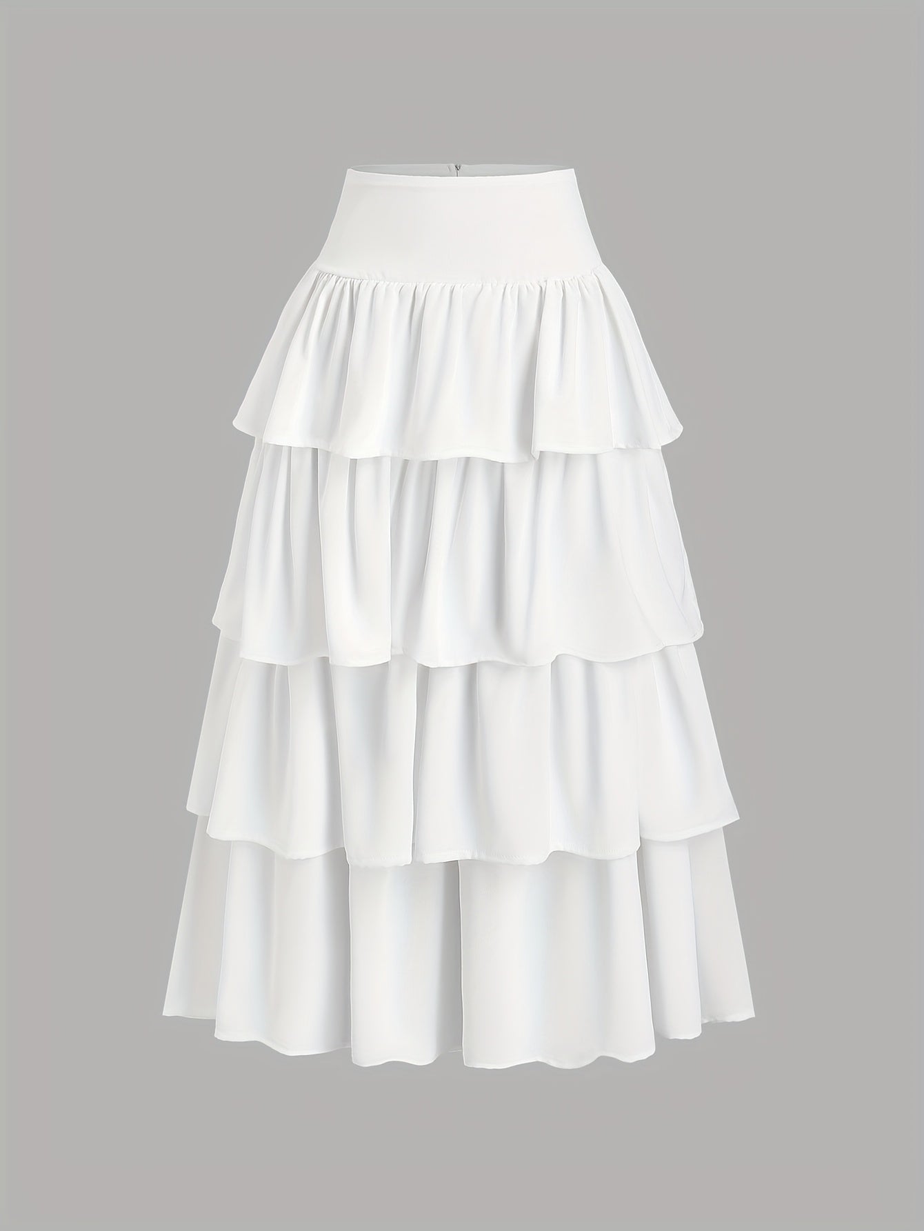 Elegant White Multi-Layer Fluffy A-Line Skirt for Women - Perfect for Weddings, Graduations, and Special Occasions - Romantic, Sweet, and Cute Design with Scalloped Detailing, Wedding Dresses for Bride