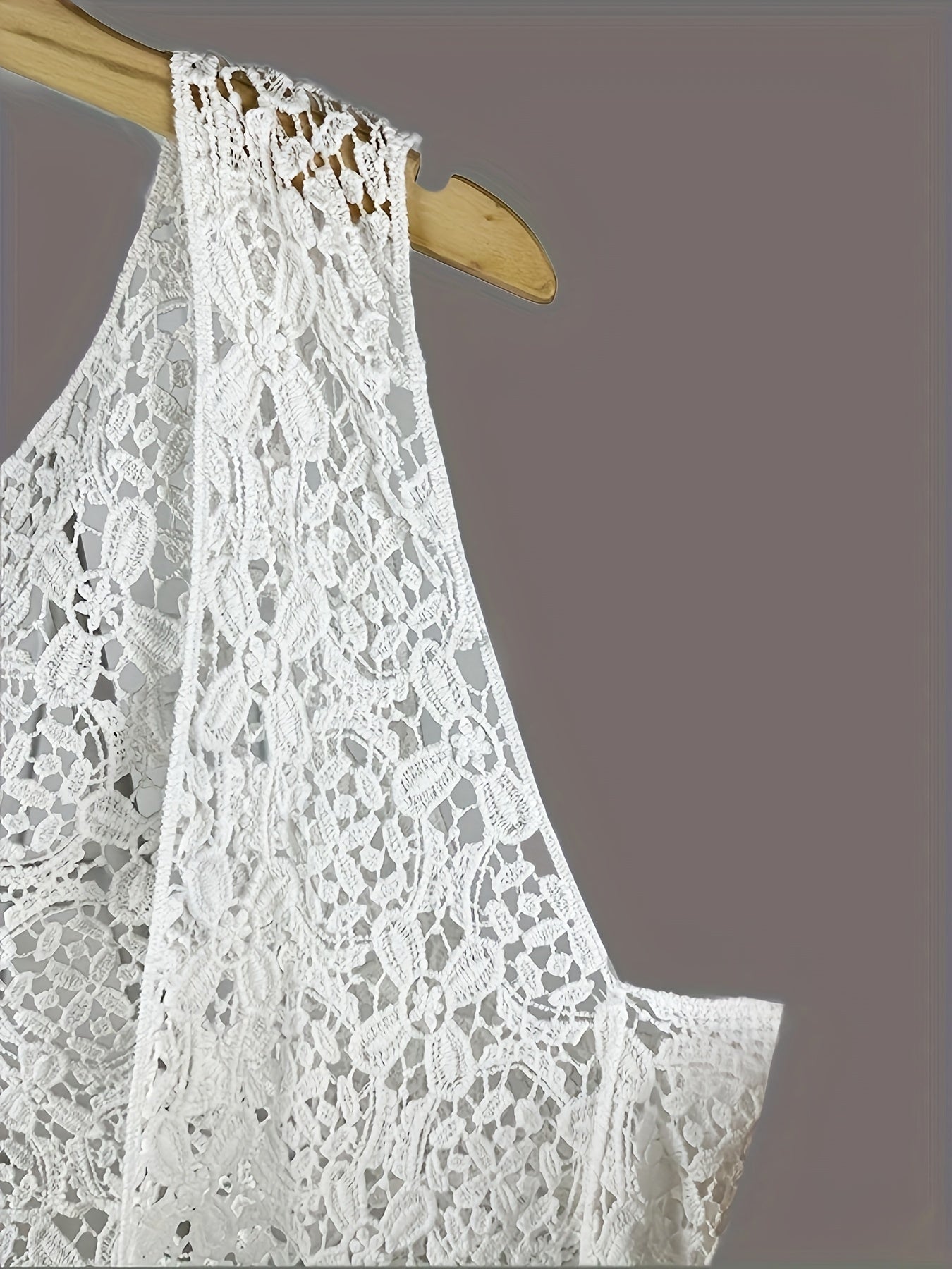 Solid Hollow Out Open Front Vest, Versatile Sleeveless Asymmetrical Outwear For Spring & Summer, Women's Clothing