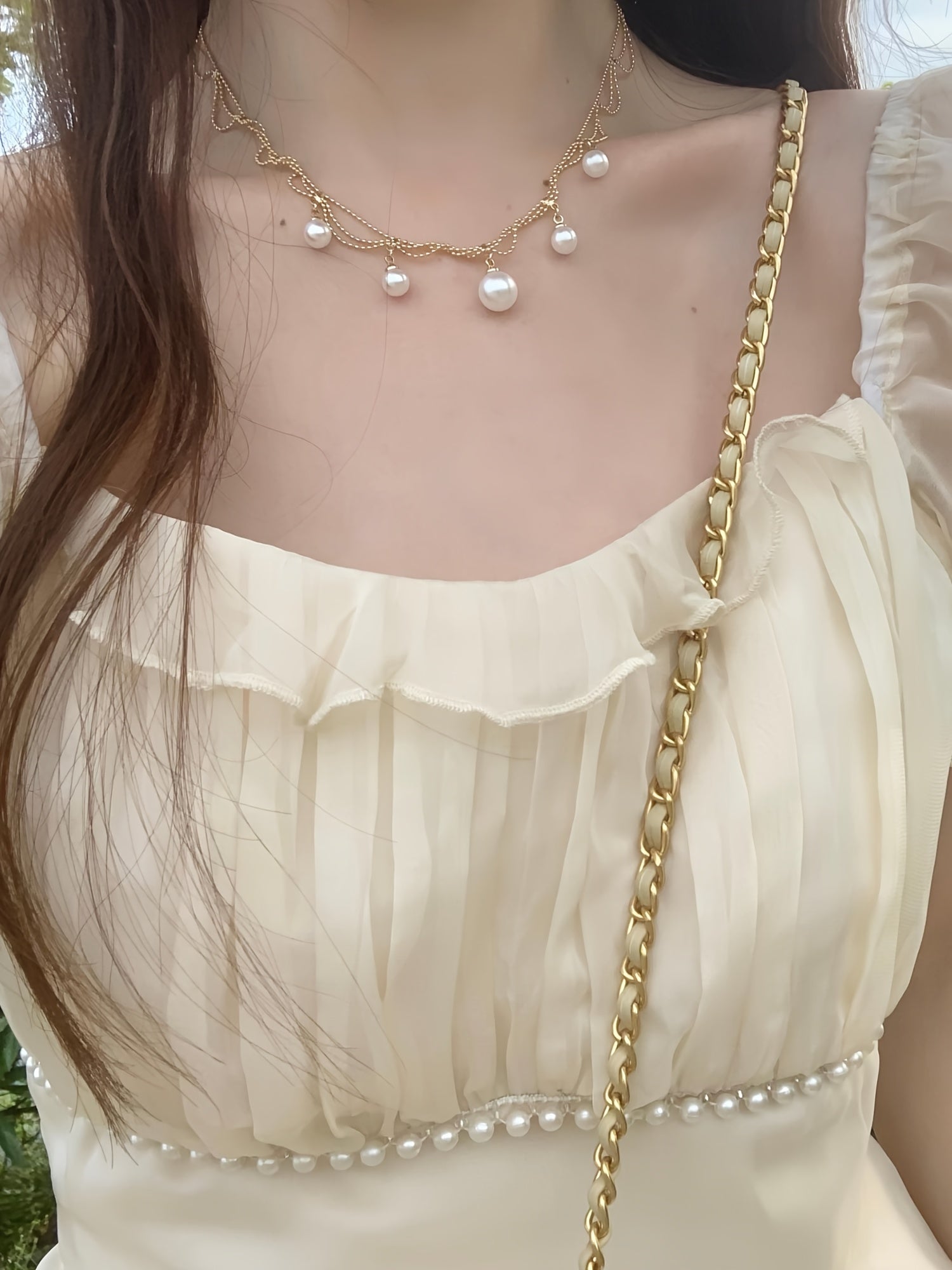 Elegant French-Inspired Midi Dress with Ruffled Sleeves and Square Neckline - Beaded Cinched Waist, Flowing A-Line Silhouette, Perfect for Spring\u002FSummer, Cute Dres