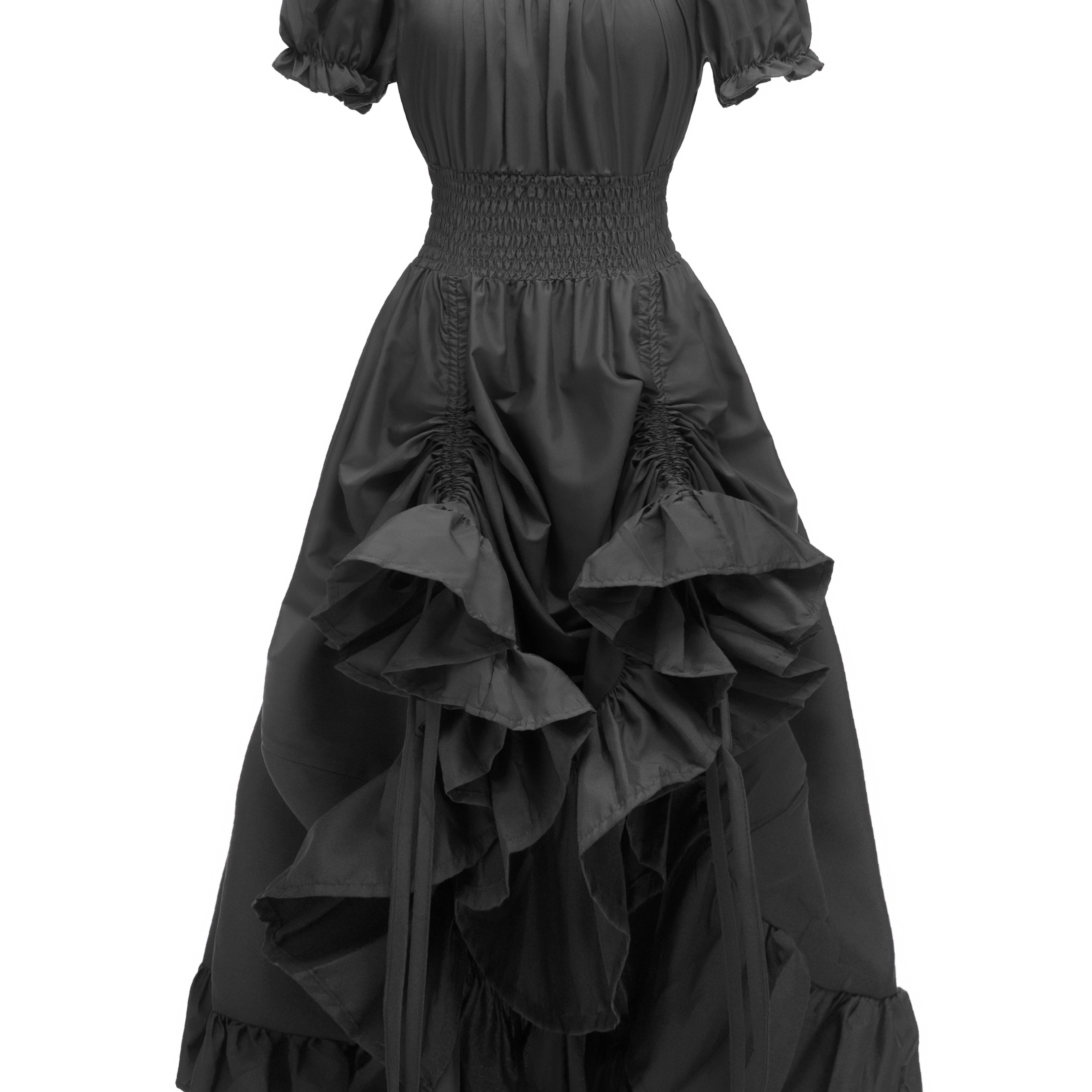 Renaissance Victorian Vintage Square Neck Short Sleeve Dress - Light Blue A-Line Umbrella Skirt with Ruffled Layers, Elegant Cosplay Costume for Halloween, Themed Parties & Special Occasions, Halloween Costumes, Sophisticated Tailoring