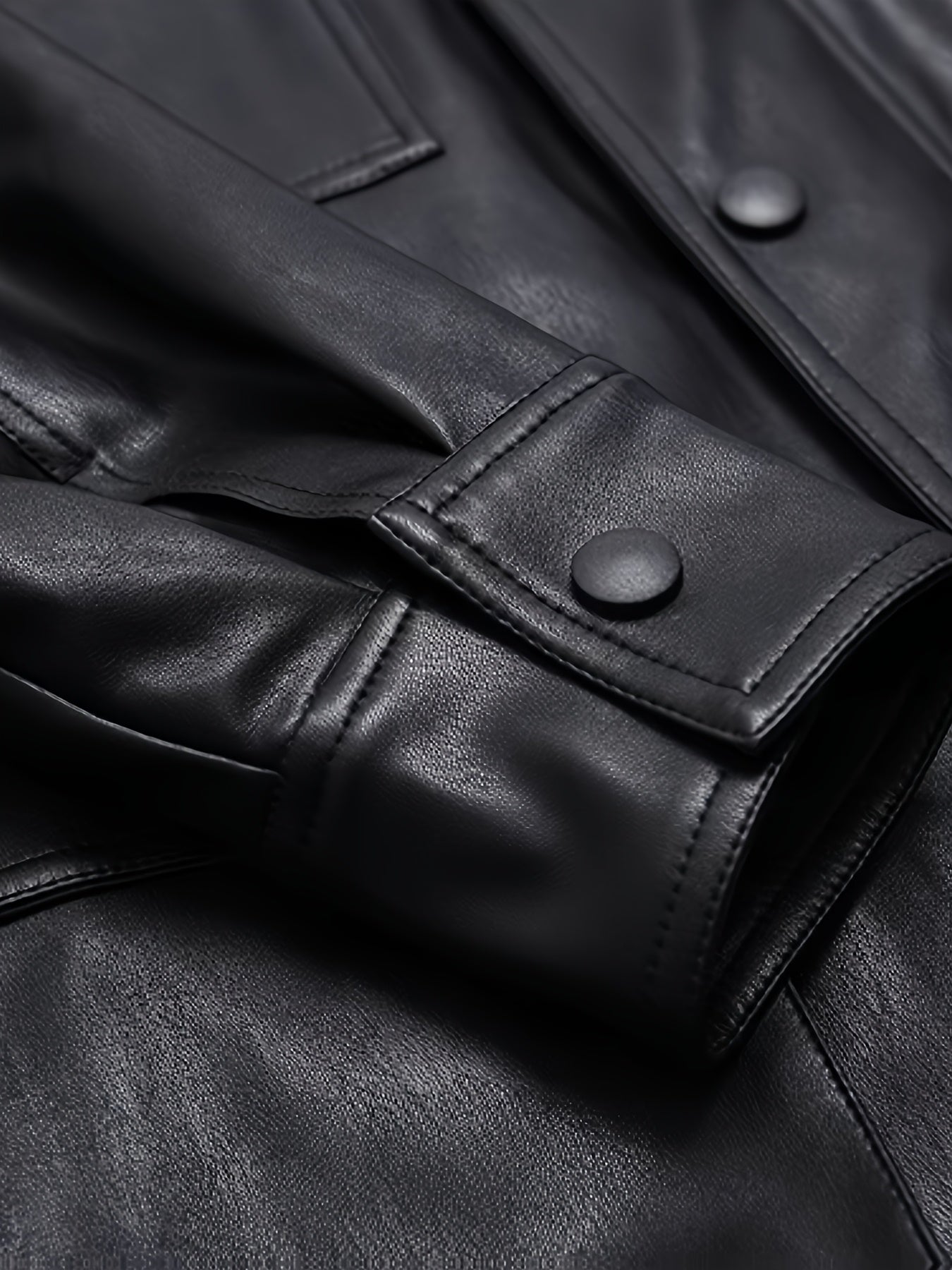 Women's PU Synthetic Leather Jacket - Longline Relaxed Fit Belted Waist Casual Chic Zip-Up Coat for Spring\u002FFall, Black, Cute Jacket, Spring Outerwear, Korean Fashion Style, Structured Sleeve Design