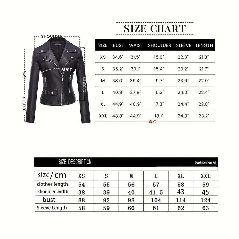 ICEBANNER Women's Black PU Leather Motorcycle Jacket with Asymmetrical Zipper & Snap Collar - Soft High-Quality Fabric, Short Rider Style for Spring & Winter Casual Wear, Timeless Classic Fashion-Forward Outerwear, Casual Streetwear, Durable Fabric Coat