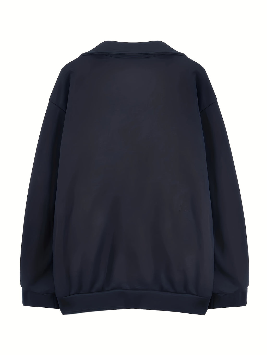 Solid Color Loose Casual Embroidered Stand Collar Jacket with Zipper for Women