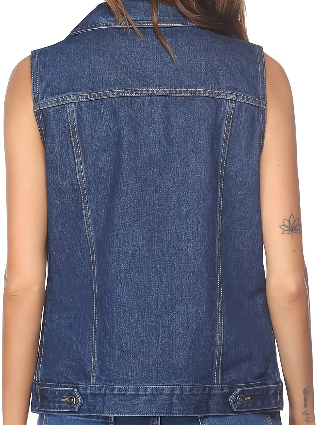 Women's Sleeveless Denim Vest Jacket with Flap Pockets - Casual Light Blue Jean Vest for Spring\u002FFall, Machine Washable, Classic Collar Design