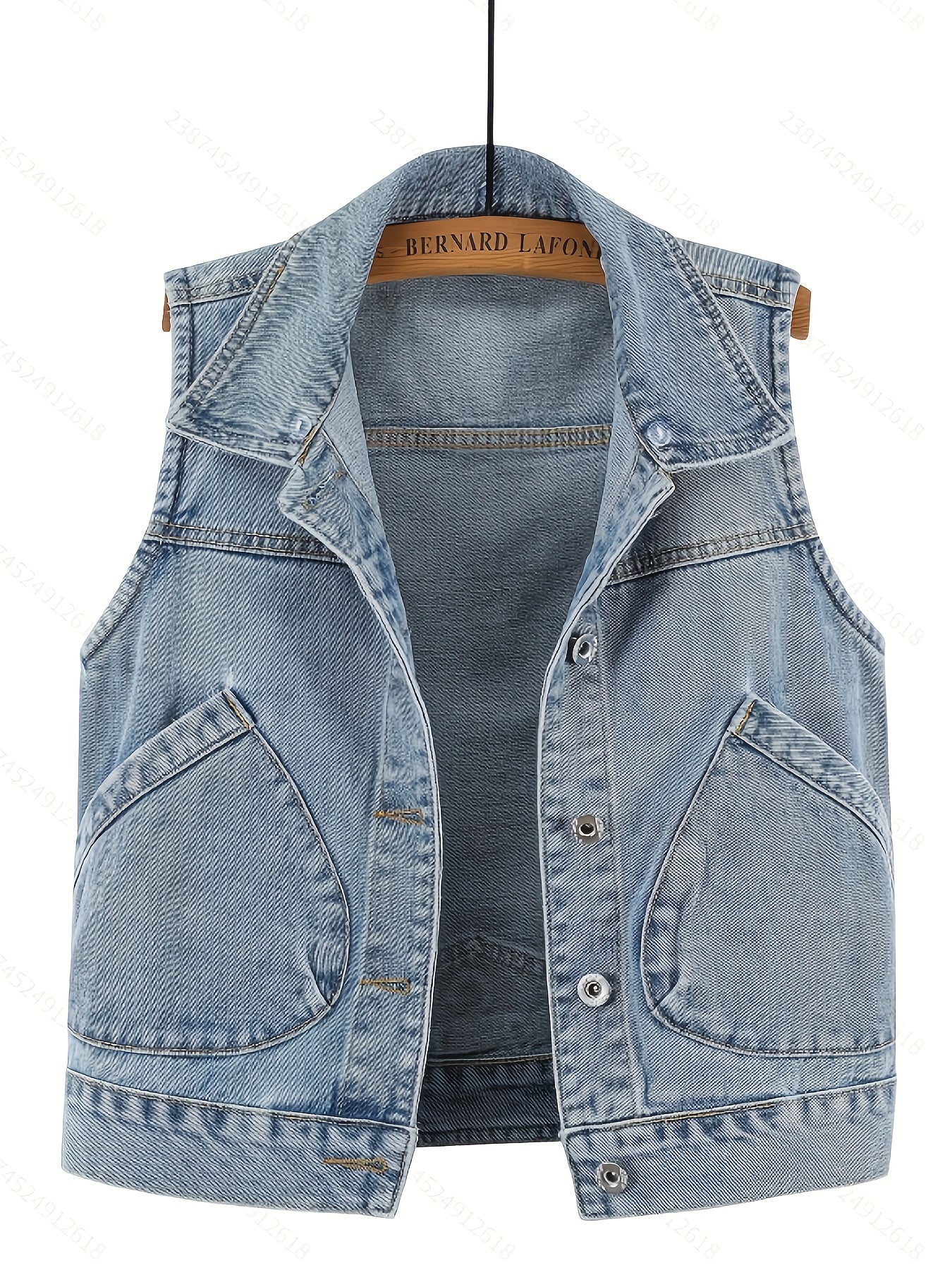 A Loose-Fitting Spring And Autumn Jacket in a Trendy Korean Style, Featuring Versatile Square Slant Pockets, Sleeveless Design, Short Length, And Single-Breasted Closure. The Hood Is Detachable, Making It a Stylish Hoodie Jacket.