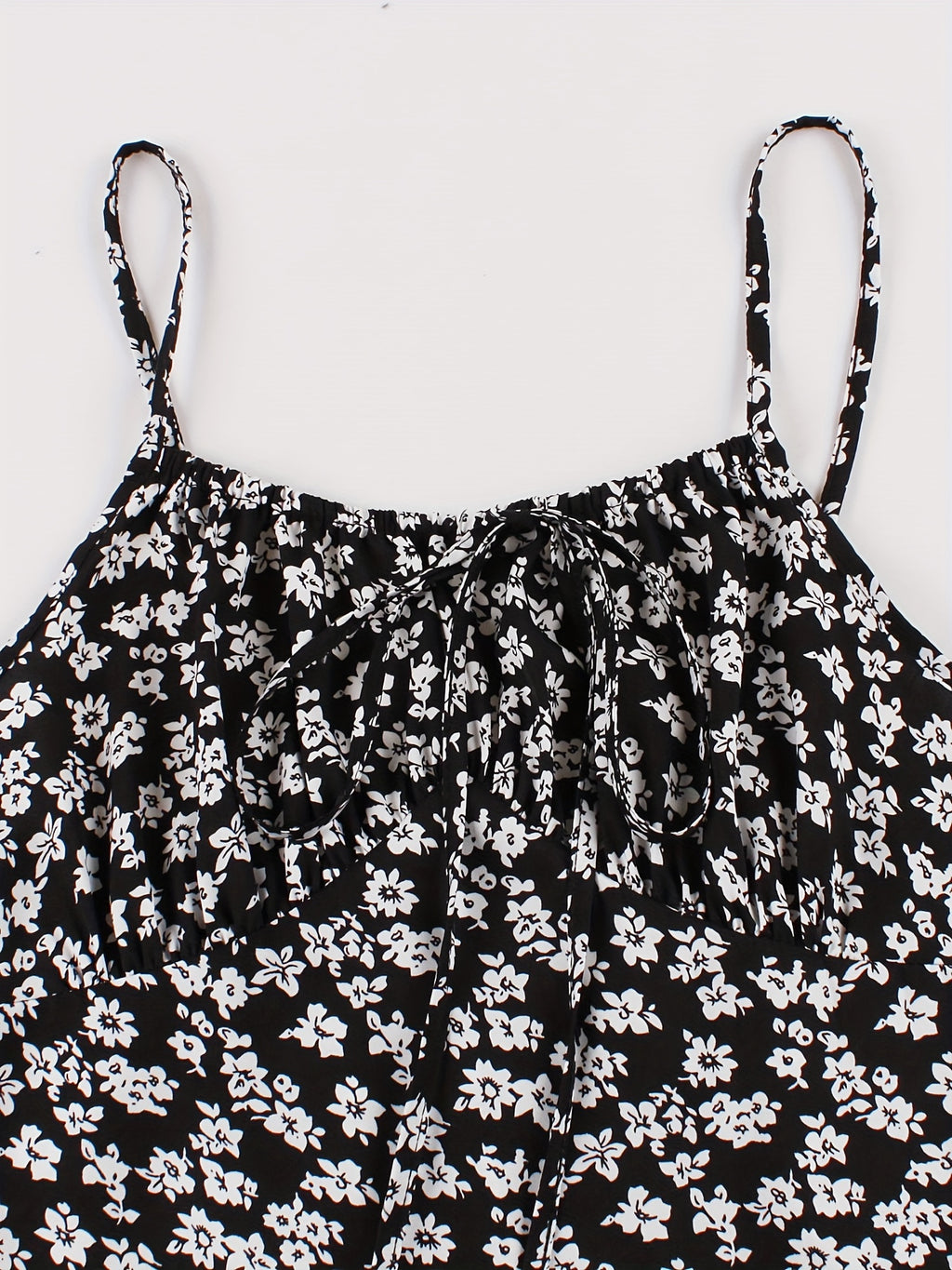 1pc Elegant Floral Print Two-Piece Dress Set, Polyester 100%, Crew Neck, Short Sleeve Top with Bow Detail, Woven Skirt, Spring\u002FSummer Party Outfit