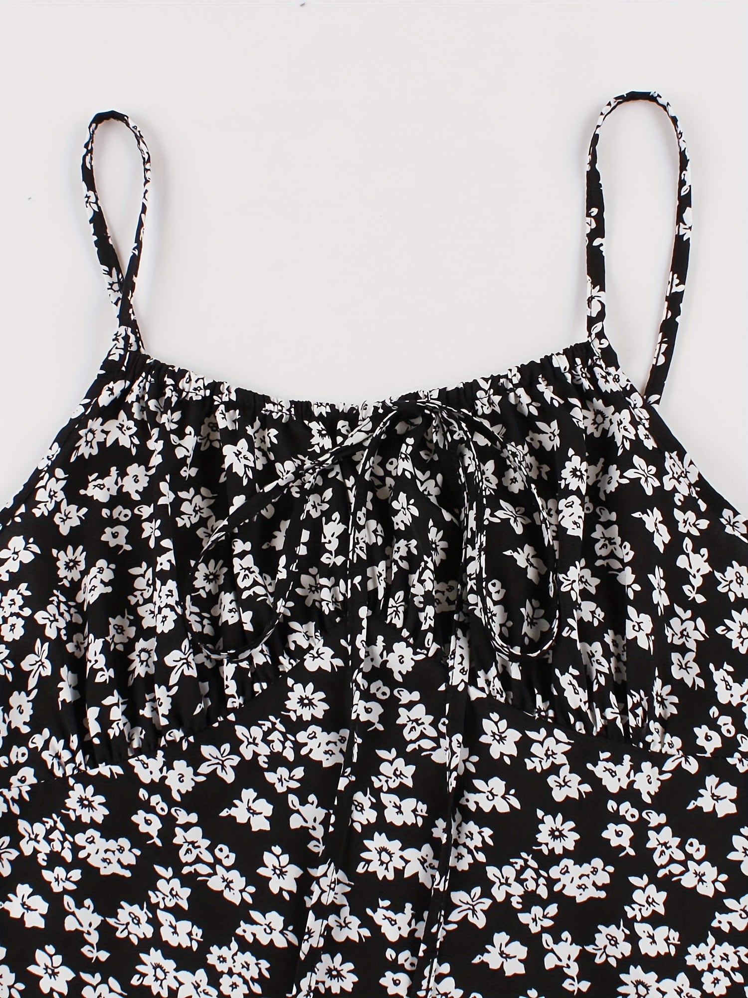 1pc Elegant Floral Print Two-Piece Dress Set, Polyester 100%, Crew Neck, Short Sleeve Top with Bow Detail, Woven Skirt, Spring\u002FSummer Party Outfit