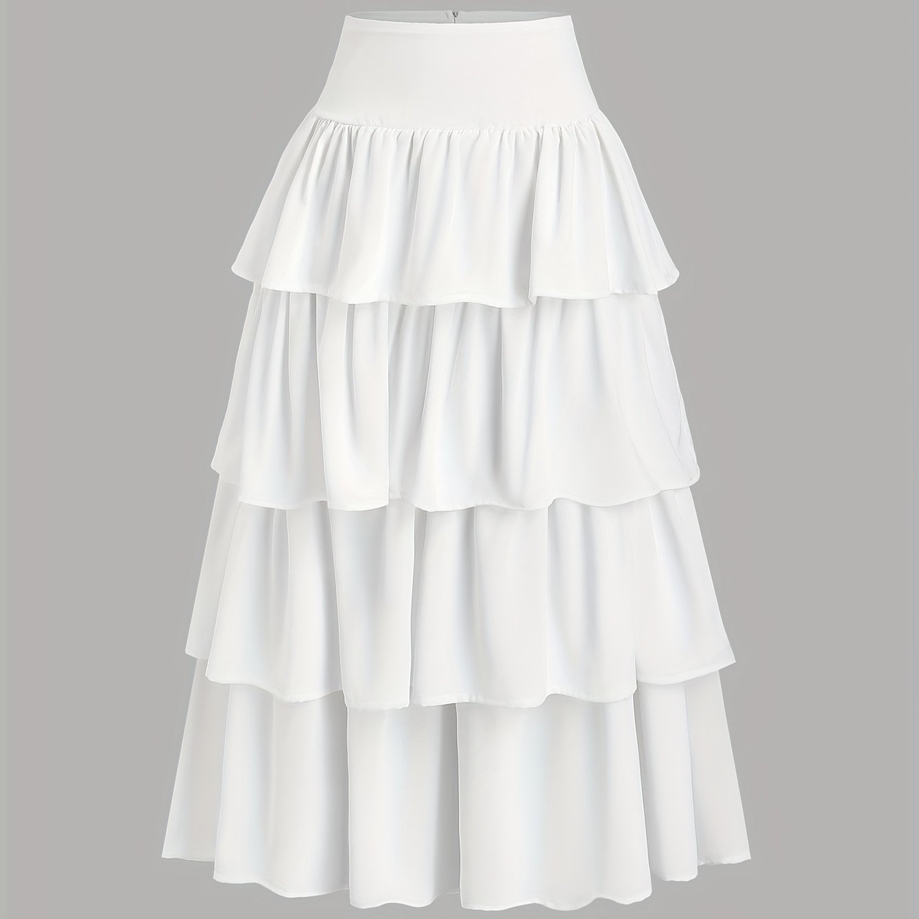 Elegant White Multi-Layer Fluffy A-Line Skirt for Women - Perfect for Weddings, Graduations, and Special Occasions - Romantic, Sweet, and Cute Design with Scalloped Detailing, Wedding Dresses for Bride