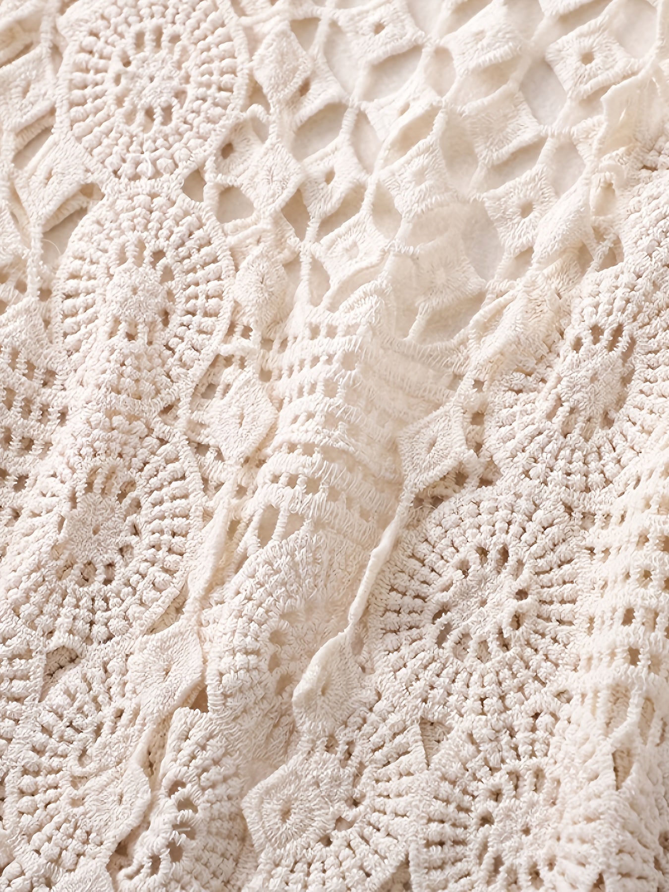 Boho Chic Cotton Breathable V-Neck Cardigan Vest for Women - Sleeveless, Hollow Out Design with Geometric Pattern, Perfect for Spring\u002FSummer, Short Fashion, Outdoor Wear, 14-16