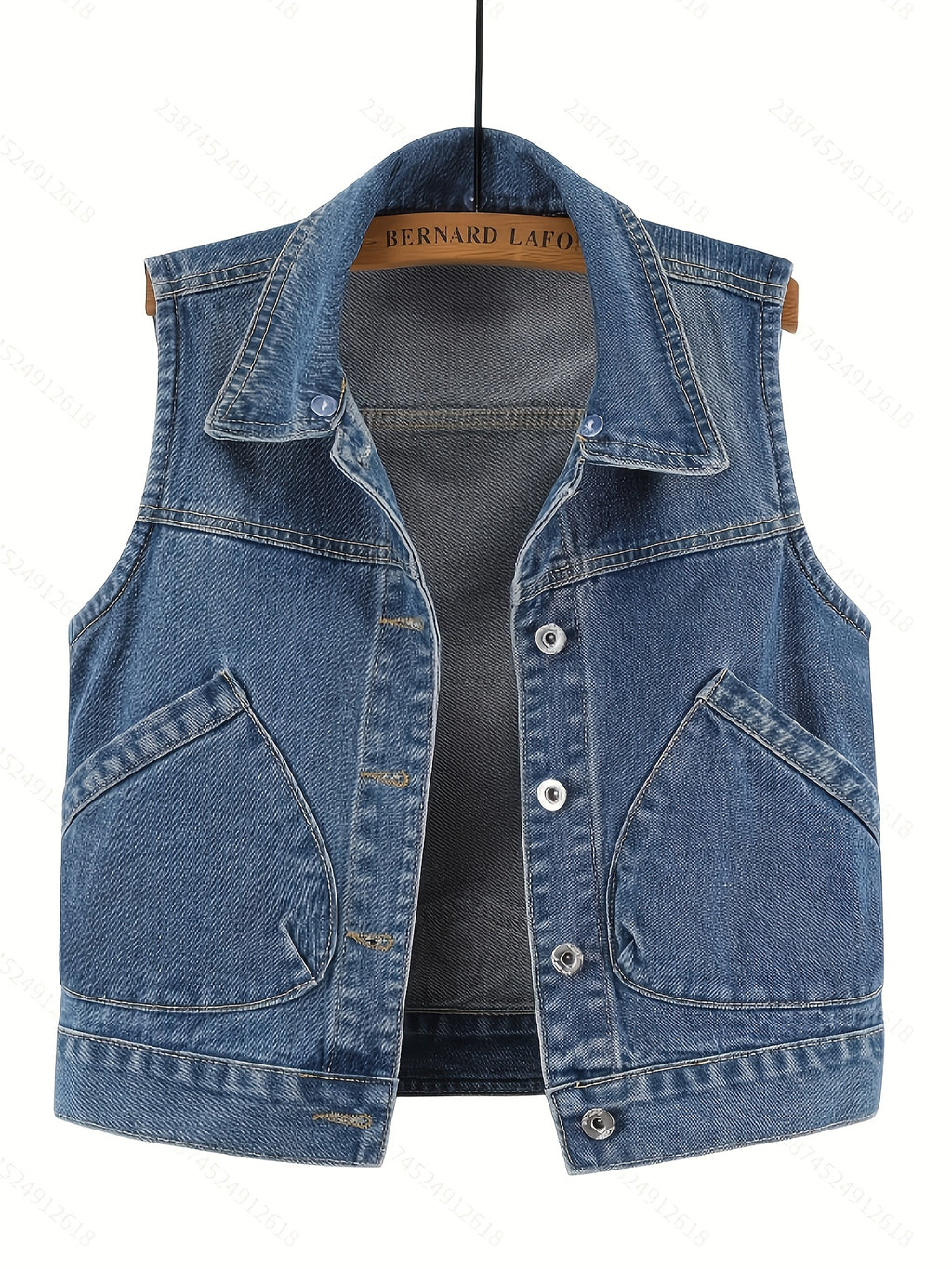 A Loose-Fitting Spring And Autumn Jacket in a Trendy Korean Style, Featuring Versatile Square Slant Pockets, Sleeveless Design, Short Length, And Single-Breasted Closure. The Hood Is Detachable, Making It a Stylish Hoodie Jacket.
