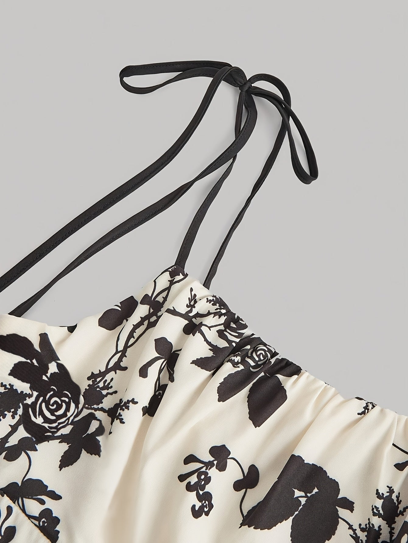 Elegant Floral Print Square Neck Dress for Women - Sleeveless A-Line Midi with Lace-Up Detail, Spring\u002FSummer\u002FFall Fashion, White with Blue Floral Patterns, Floral Dress