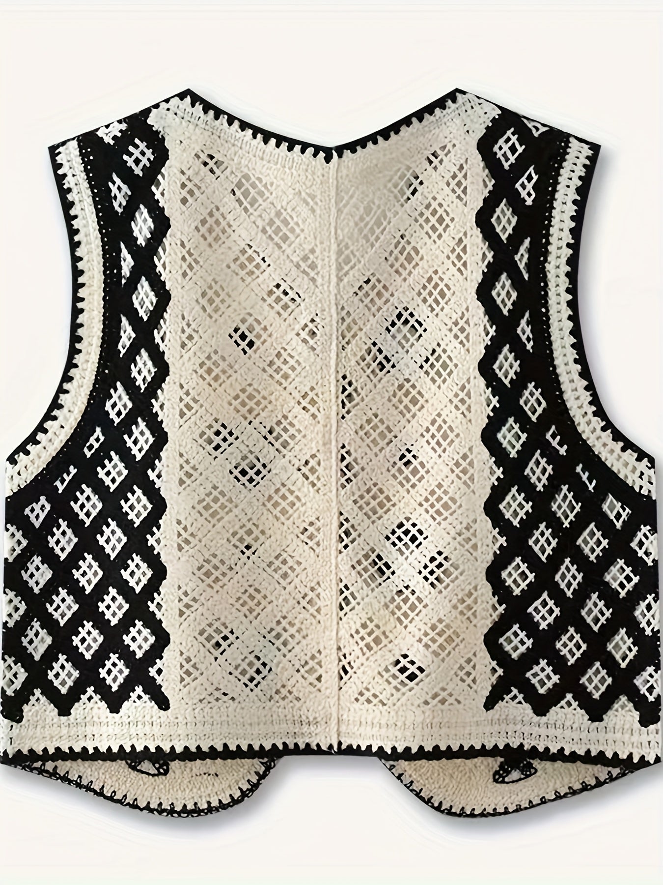 Bohemian Style Versatile Hollow Crochet Vest for Women, Cute Summer V-Neck Outerwear for Vacation Layering.