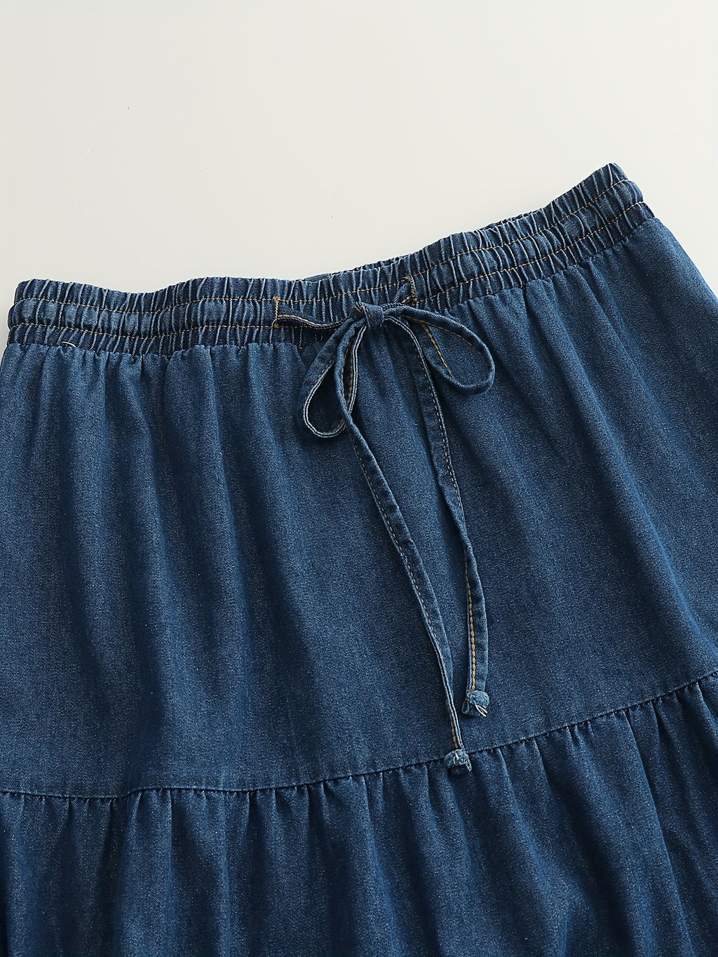 Morin Women's Elegant Denim Midi Skirt with Adjustable Drawstring Waist - High-Waisted Wide-Leg A-Line Skirt, Machine Washable for Spring Summer Fall Casual & Formal Outfits, High Waisted Skirt