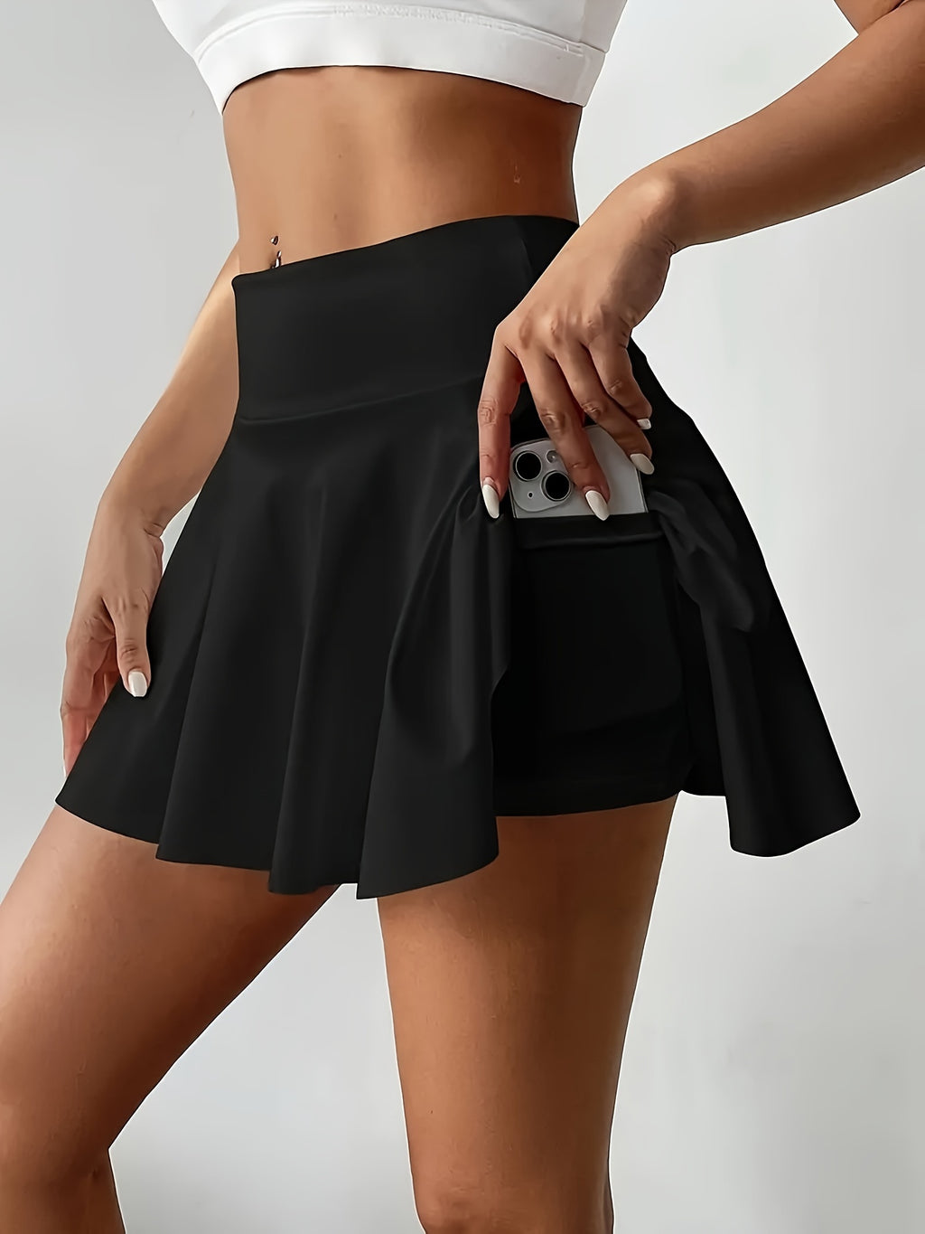 Women's High-Waisted Elastic Waistband Skirt with Built-In Shorts - Breathable Stretchy Casual Dance Skirt, Machine Washable Spring Summer Fall Skirt for Women, High Waisted Skirt, Lifestyle Clothing, Durable