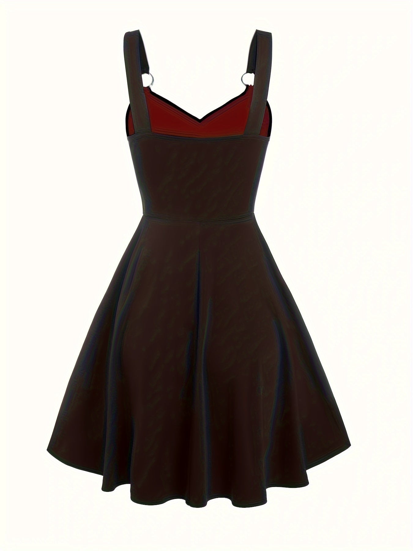 Gothic-Inspired Women's Outfit Set: Rose Lace Contrast Dress with Tie Waist & Long Sleeve Top, Plus Matching Hat - Perfect for Christmas & Casual Parties