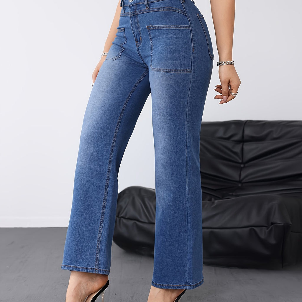 25AW+ Structural Deconstruction + Adjustable Waist Jeans Elegant Slim Fit Button Detail Women's Denim