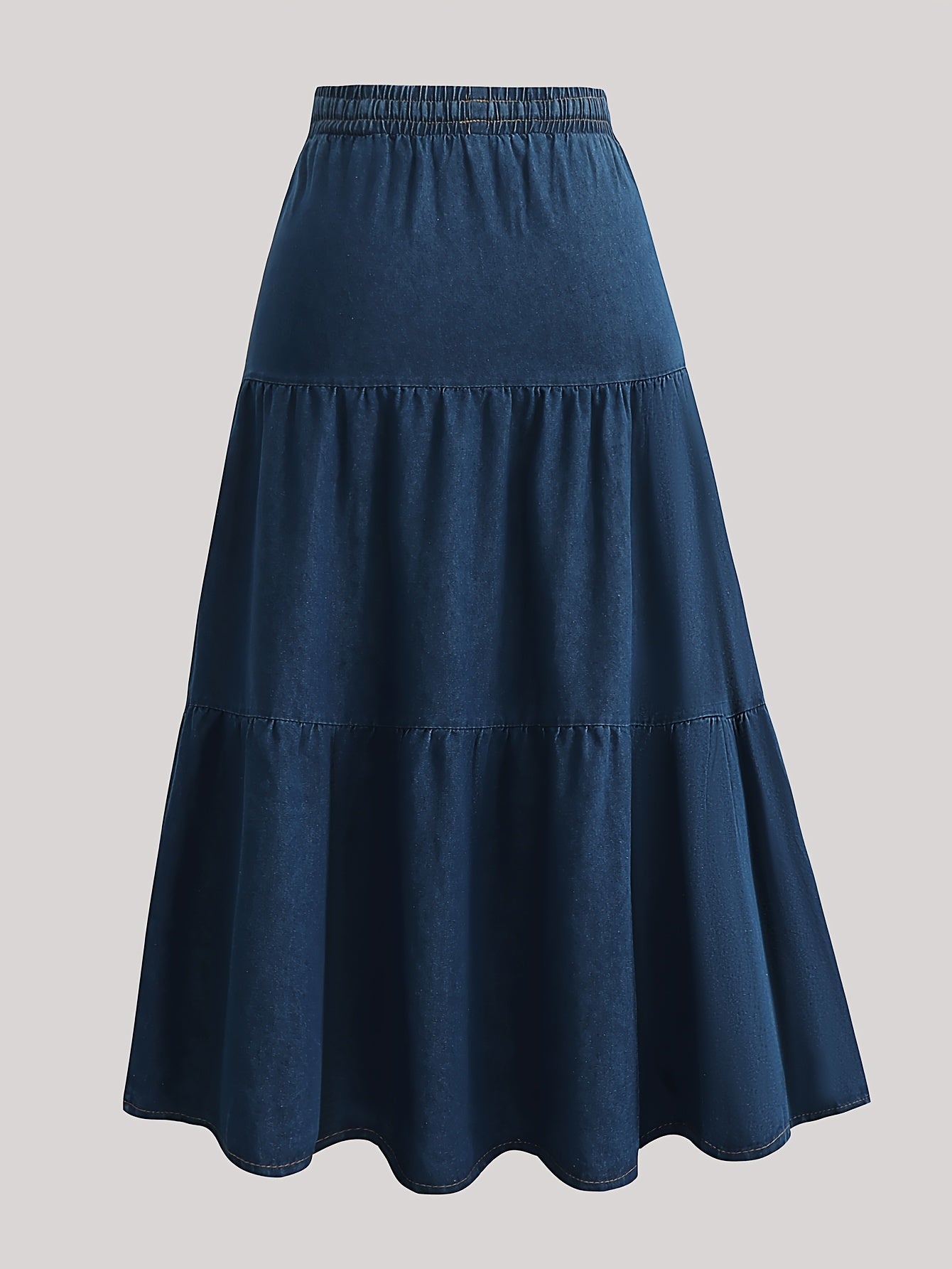 Morin Women's Elegant Denim Midi Skirt with Adjustable Drawstring Waist - High-Waisted Wide-Leg A-Line Skirt, Machine Washable for Spring Summer Fall Casual & Formal Outfits, High Waisted Skirt